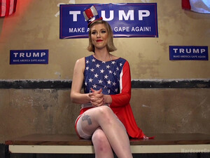 Хардкорный секс с ярой фанаткой Дональда Трампа